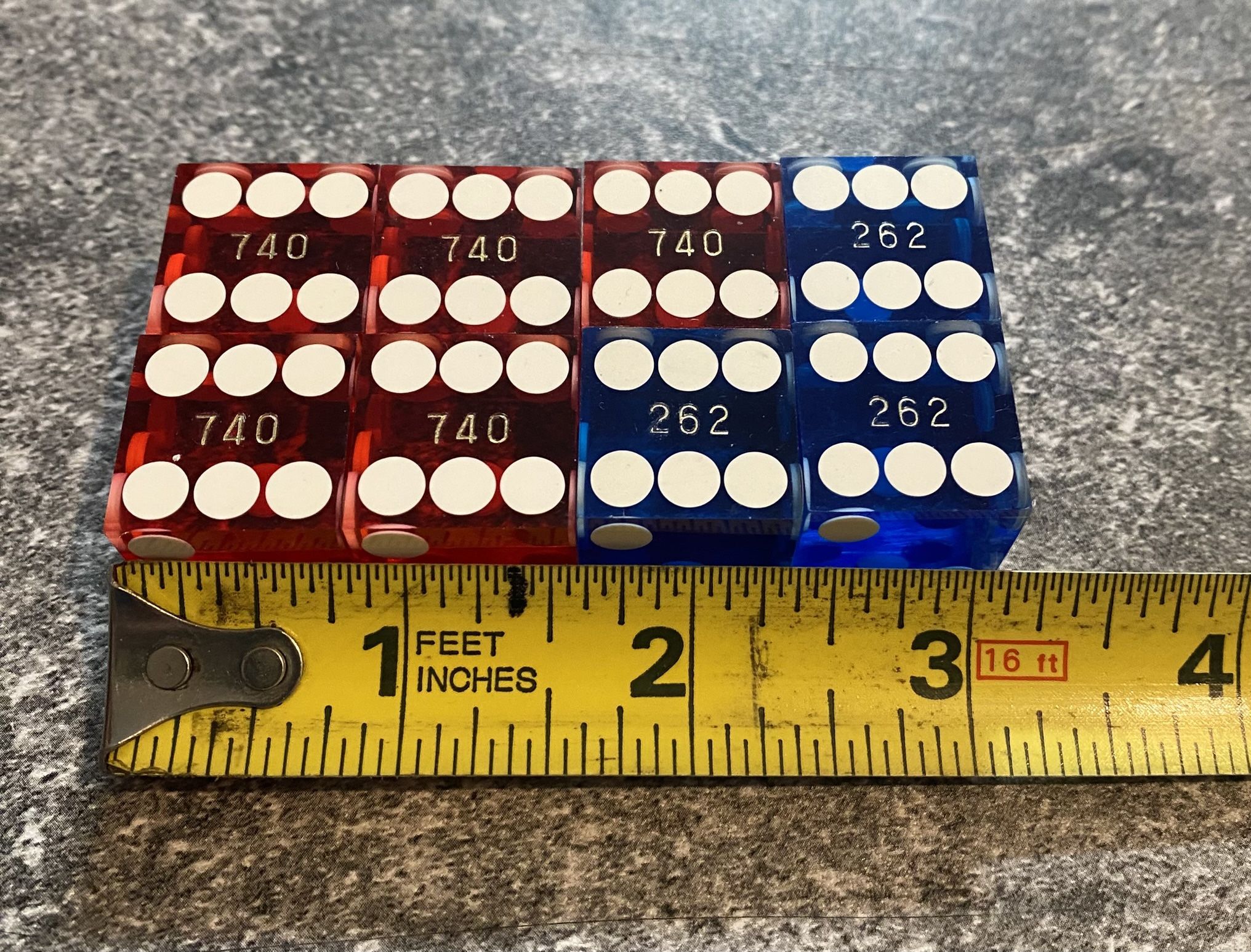 Lot of 8 Authentic Las Vegas Casino Table Played 19mm Craps Dice, New !