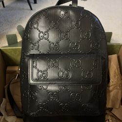 Black Leather Gucci Back Pack