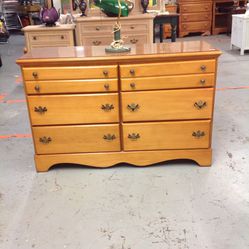 Six Drawer Vintage Two Toned Brown Wooden Chest Of Drawers For Sale