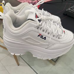NEW!Womens Fila Disruptor Platform Wedge Athletic Shoe - White