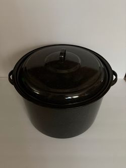 Black Enamel Stock Pot with Lid