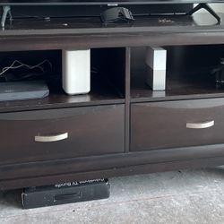 Dark Wood Large Tv Stand with Draws