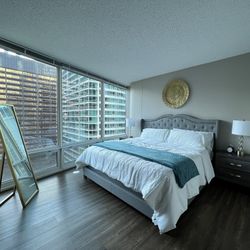 Grey King Bed Frame + Free King Mattress 