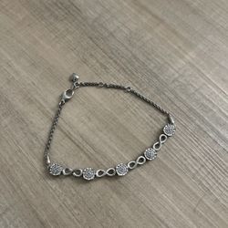 925 Sterling Silver Real Round-Cut Diamond Infinity Link Bracelet 7-8"