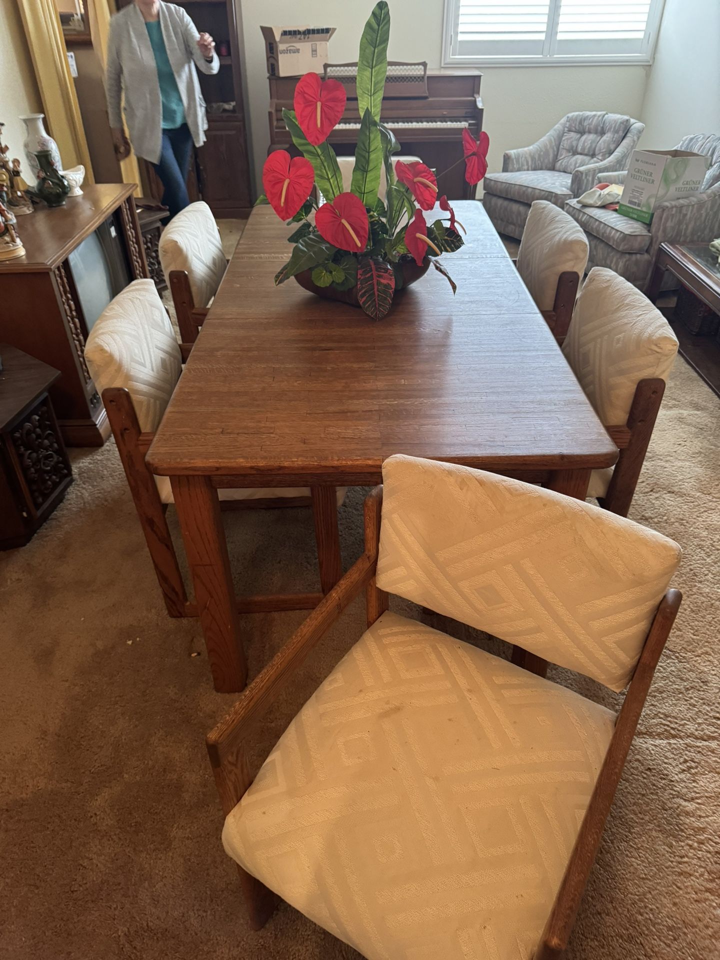 Solid Oak Dining Table X 6 Chairs