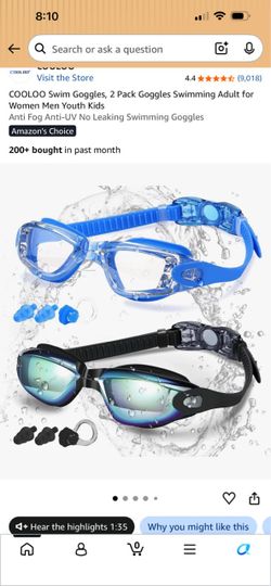 COOLOO Swim Goggles 2-Pack