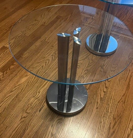 Round Glass Cocktail Table- End Table 