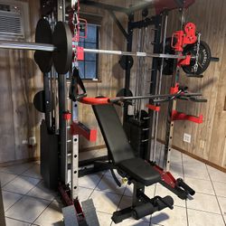 Smith Machine 200 | Adjustable Bench | 245lb Cast Iron Olympic Weights | 7ft Olympic Bar | Fitness | Gym Equipment | FREE DELIVERY/INSTALLATION 🚚 🛠️