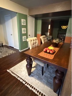 Dinner room big and high quality wood and 4 chairs beige color