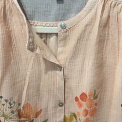 Women’s Floral Peasant Blouse – DR2, Size Medium