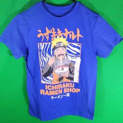 Boys Naruto Ichiraku Ramen Shop Blue Short Sleeve T Shirt Size boys MEDIUM 