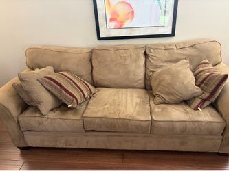 Olive green  Microfiber Three-Cushion Sofa from mayc’s