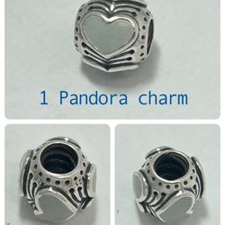 1 Pandora blue/gray heart enamel charm