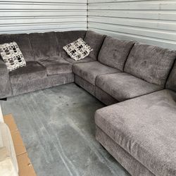 Gray Sectional Sofa With/Chase