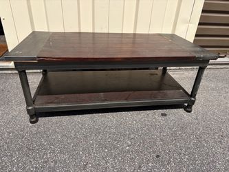 Rustic Industrial Wood and Metal Coffee Table