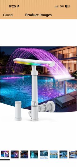 Brand new Solar Pool Fountain Waterfall: Pools Fountains for Inground and Above Ground, with 8 Color LED Lights, Newly Refined Streamlined Design, Emo