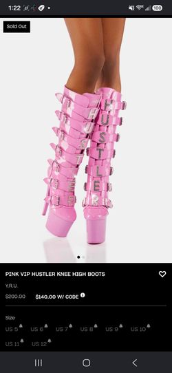 Pink VIP Hustler Knee High Boots size 8