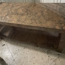 Vintage Mid Century Two Tiered Modern Burl Coffee Table 
