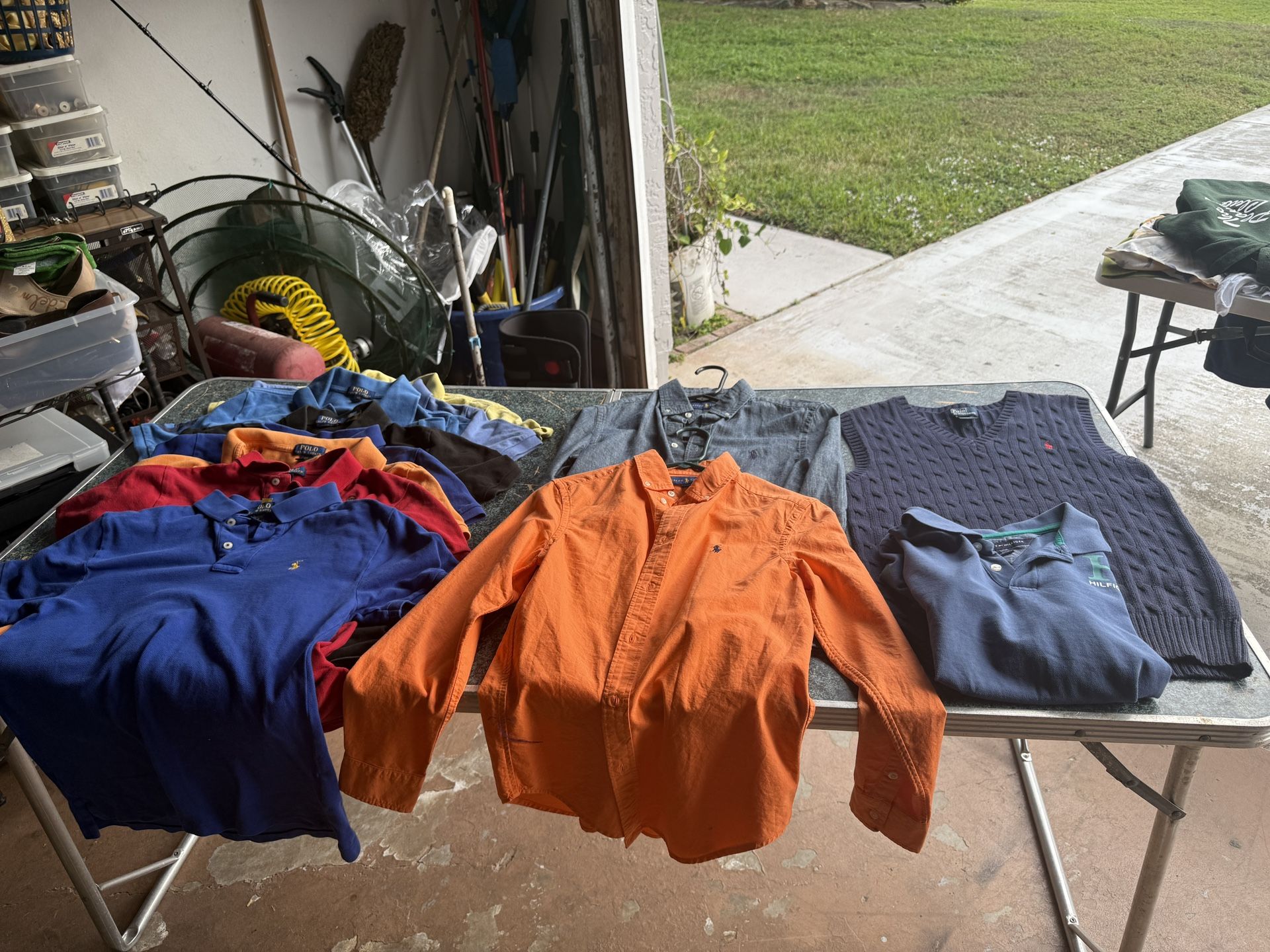 8 Polo Short Sleeve Shirts Like New & 2 Long Sleeves and Vest