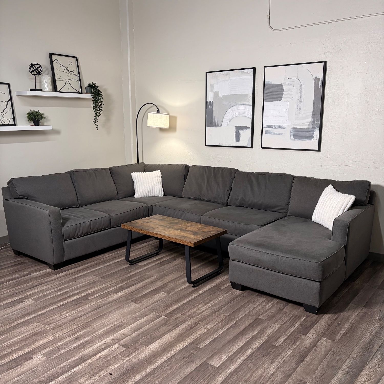 Living Spaces Gray U Shaped Sectional Couch DELIVERY WITHIN A WEEK