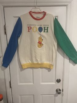 Winnie The Pooh Sweatshirt adultMed Crewneck Pullover Hundred Acre Wood Colorful
