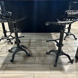 4 Like New Stools With Tractor Seats - Farmhouse Style