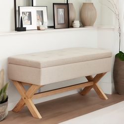 36-inch Entryway Bench with Storage, Dinning Bench Seat with X- Shaped Legs for Kitchen, Upholstered