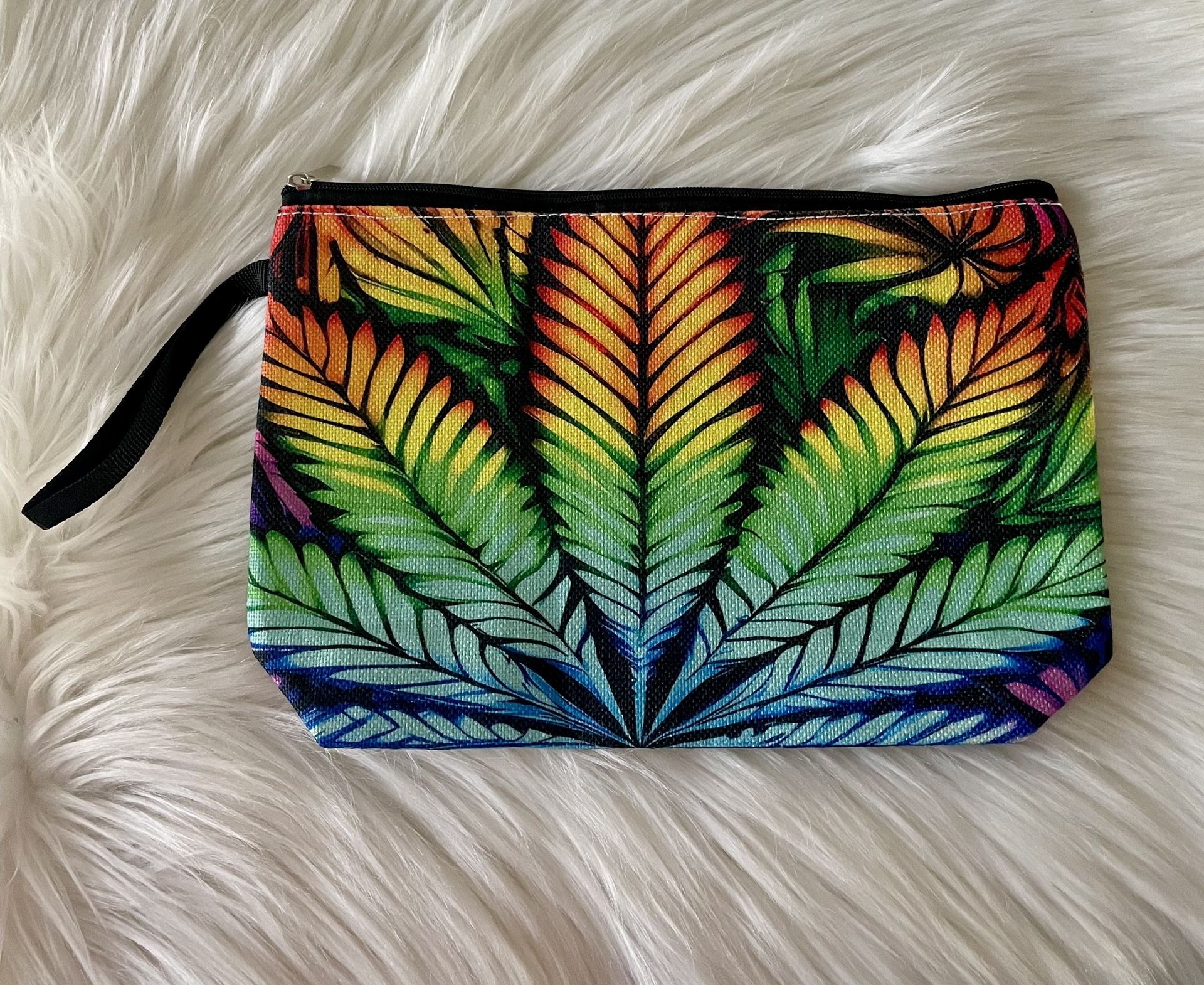 Brand New Colorful Leaf Makeup Zip Bag 