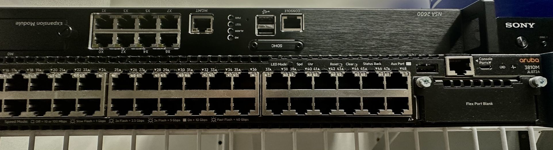 HP Aruba 48 Port Switch And NSA 2600 Sonic Wall