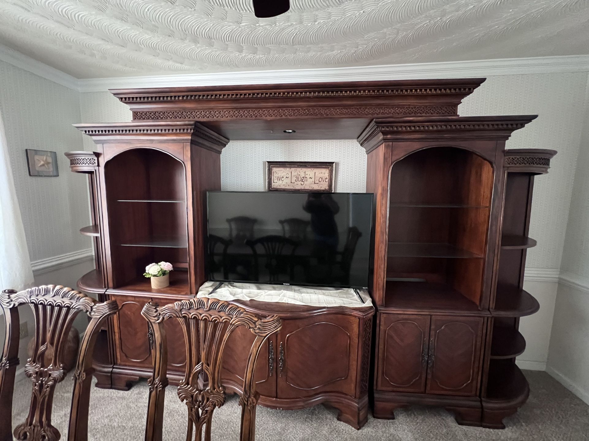 Entertainment Center, Desk, and Dining Set