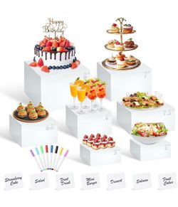 6 Pcs White Buffet Risers