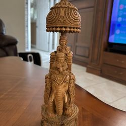 12” Sandalwood Carved Ambari Elephant Statue