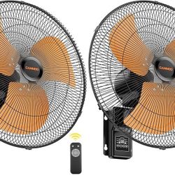 2 Pack 20 Inch Wall Mount Fan Oscillating, Wireless Remote & Button Control 32ft Wireless Control, 6.6ft Power Cord, Supports 3-Speed, 8H Timer, Sle