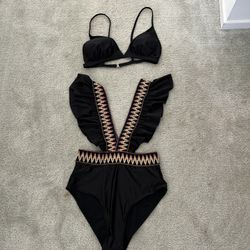 Black Ruffled Bikini