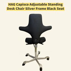 HAG Capisco Adjustable Standing Desk Chair Silver Frame Black Seat