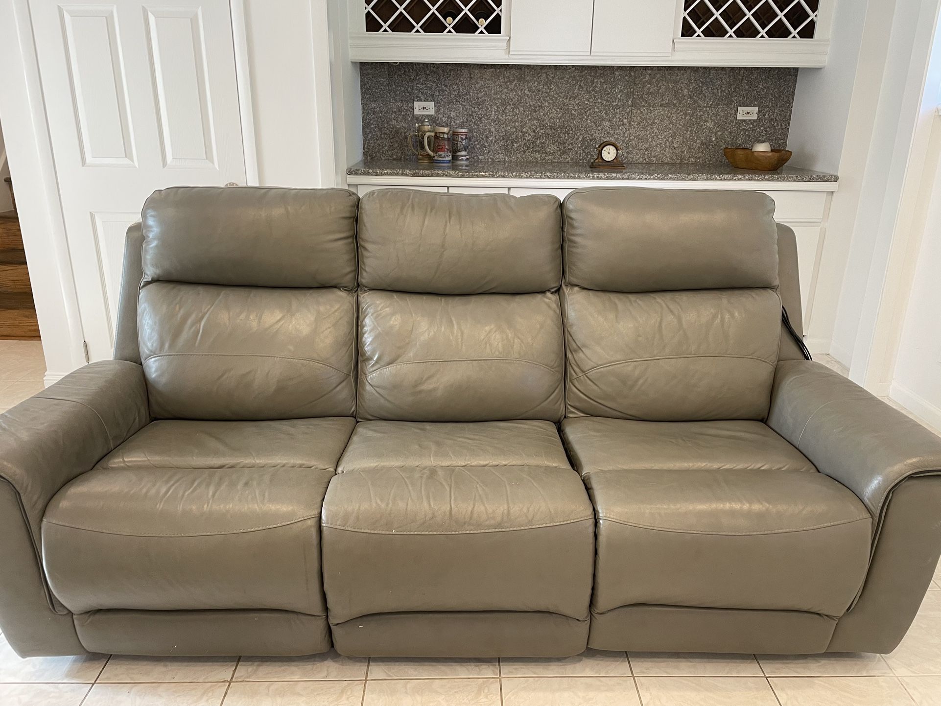 Gray leather sofa