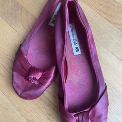 Red Satin Shoes With Bows