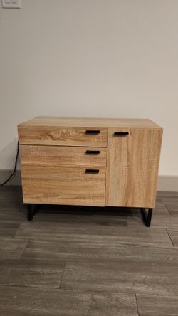 Modern Oak Storage Cabinet with 3 Drawers