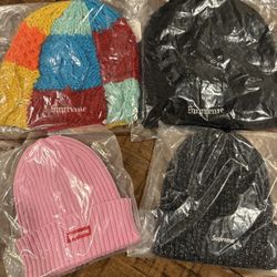 Supreme SS 25 Beanies Block Knit, Pink Overdyed Beanie, F**k Off Beanie
