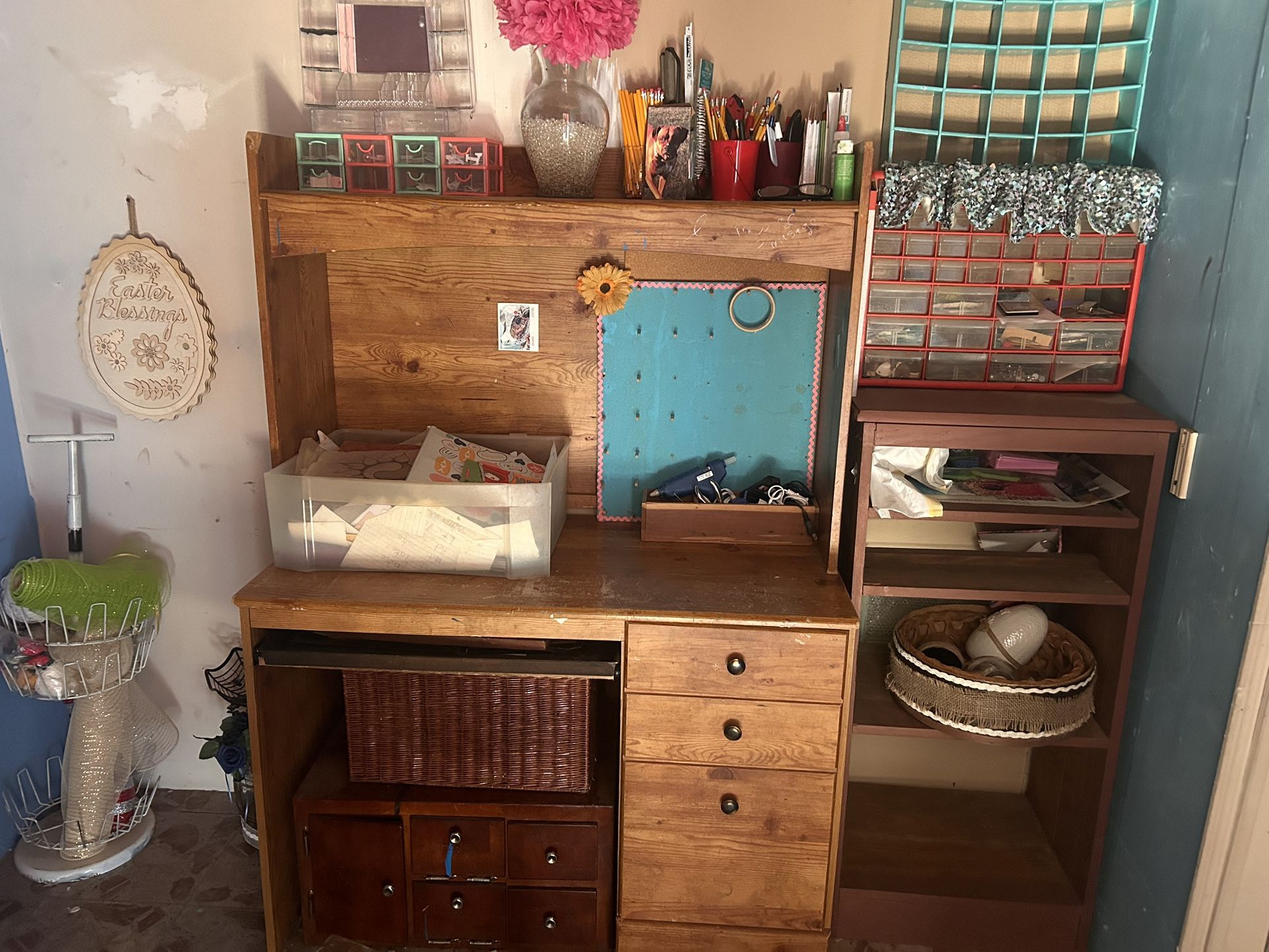 Wooden Desk Built In Lights $20