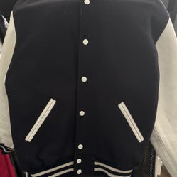 Navy Blue Varsity Leather Mans Jacket 