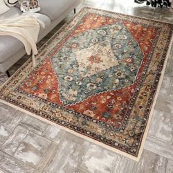 Boho Area Rug for Bedroom Non Slip Washable Rug Vintage Carpet Living Room Non-Shedding Hallway Runner Rug Indoor Floor Mats Bedroom Kit