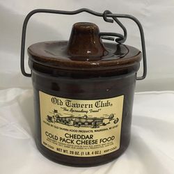 Vintage Century Pride Wisconsin Cheese Stoneware Crock Jar Chef Wire Bail Lid