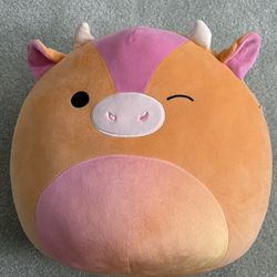 Vtg Squishmallow NWT Adjani the orange and pink sunset cow 16”