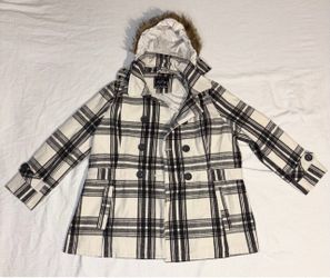 Royalty Plaid hooded winter coat / pea-coat style