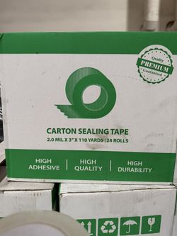 Carton Sealing Packing Tape – 24 Rolls/Box – Clear 3” x 110 Yards – New