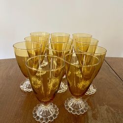 Antique Amber Glass Goblets