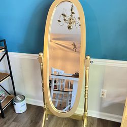 Antique Gold Oval Standing Mirror 