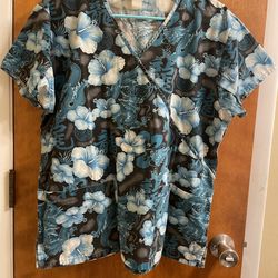 Medium Floral Dragon Scrub Top