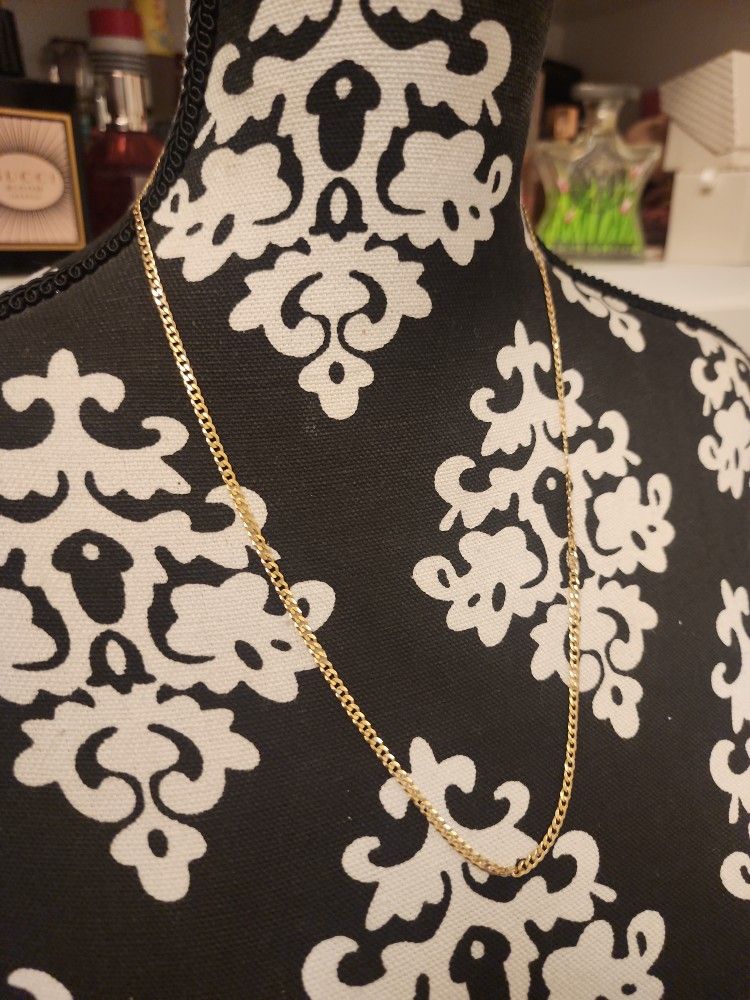 New Cuban link diamond cut Chain 14k Yellow Gold Over Italian Sterling Silver 24in